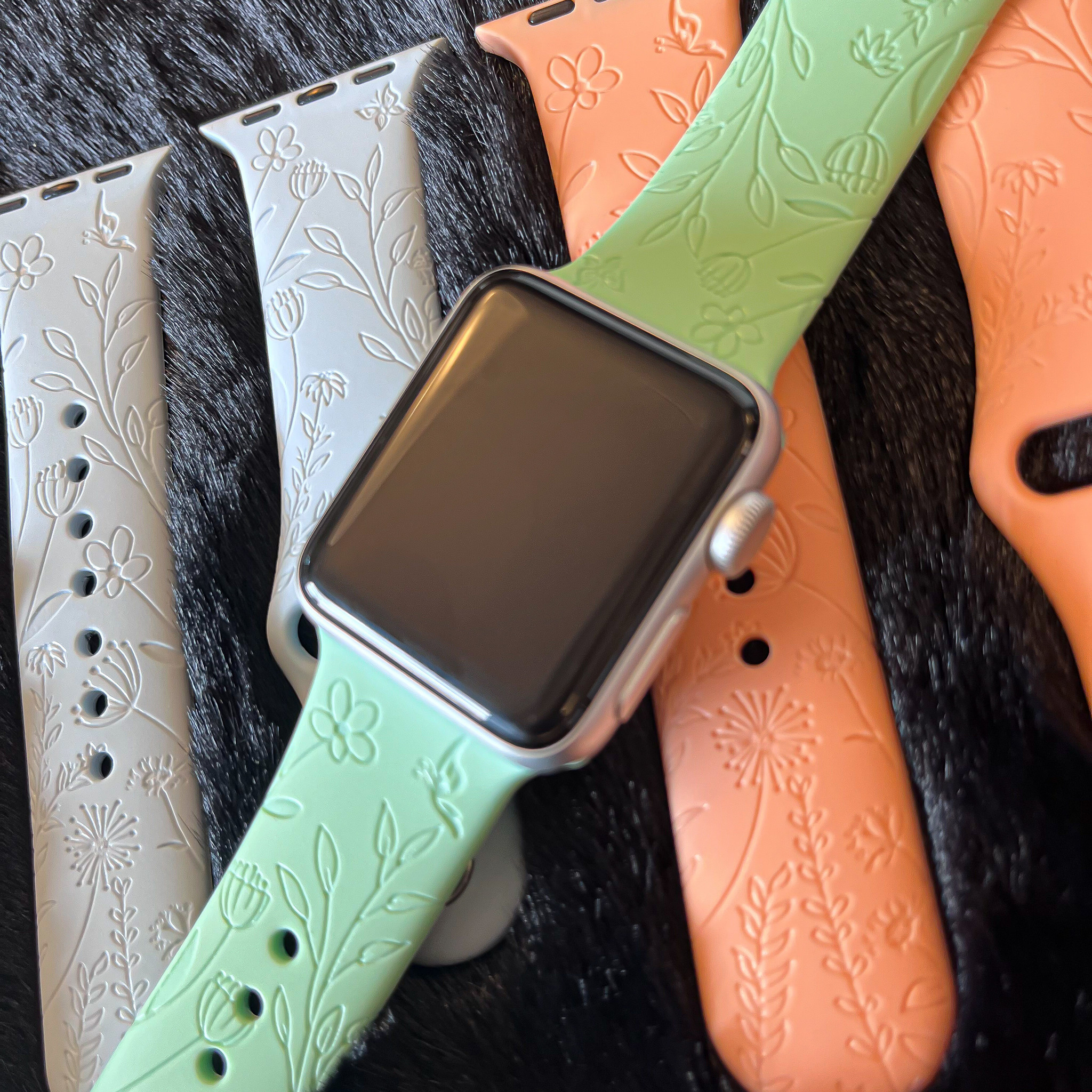 Apple Watch print sport band - bloemen groen