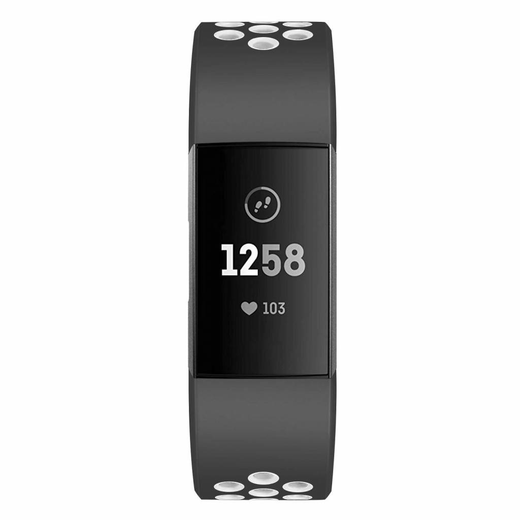 Fitbit Charge 3 & 4 dubbel sport band - zwart wit