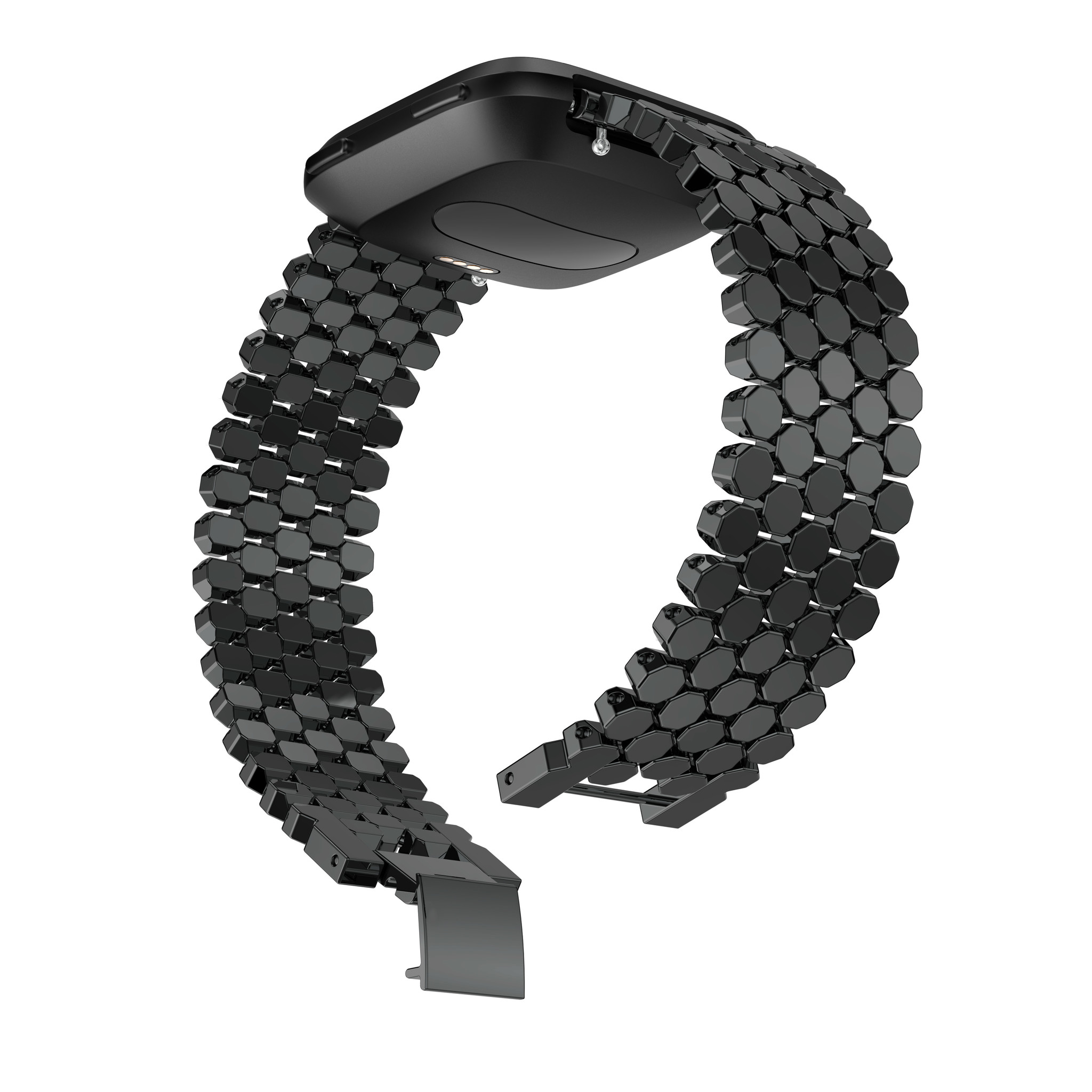 Fitbit Versa vis stalen schakel band - zwart