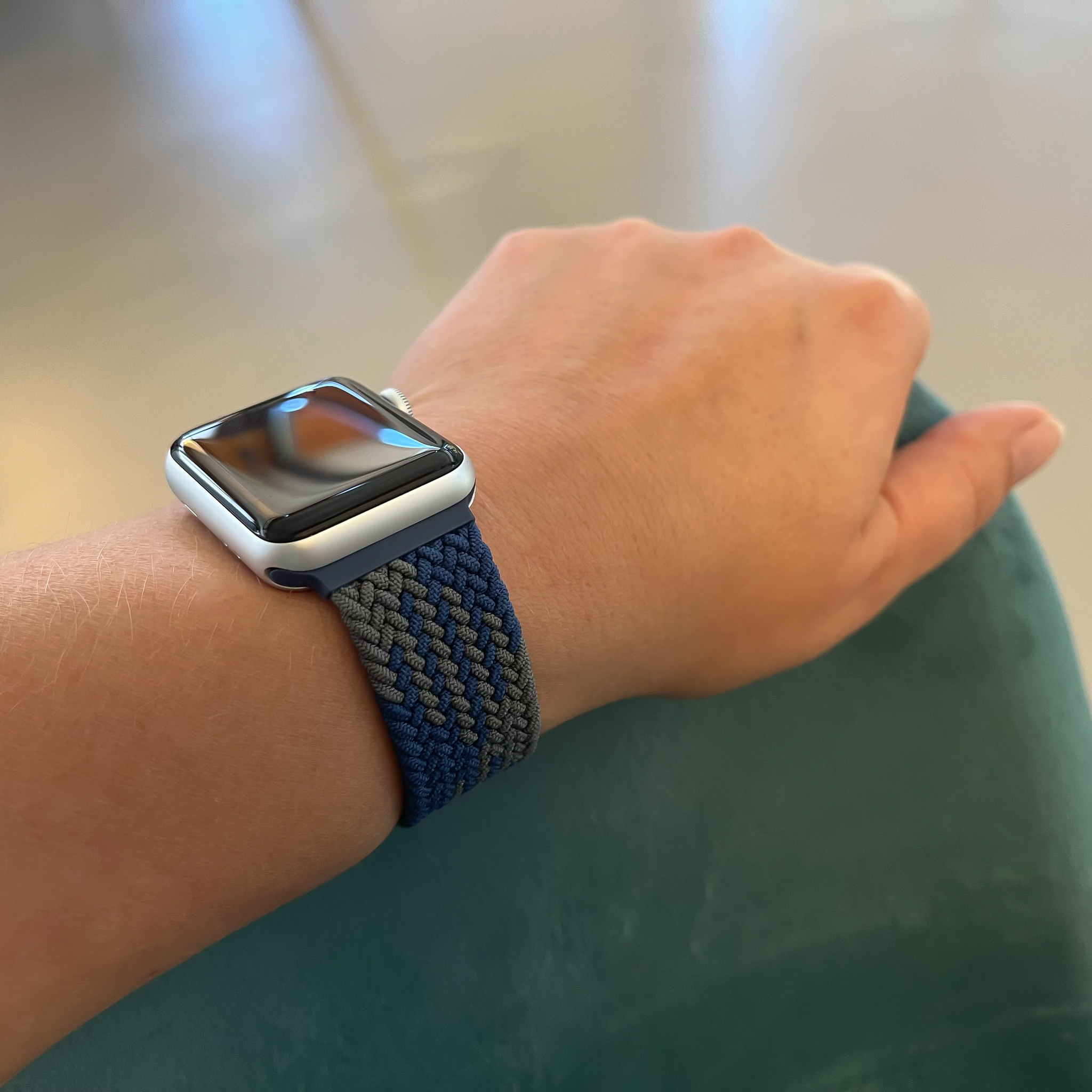 Apple Watch nylon gevlochten solo band - blauw groen
