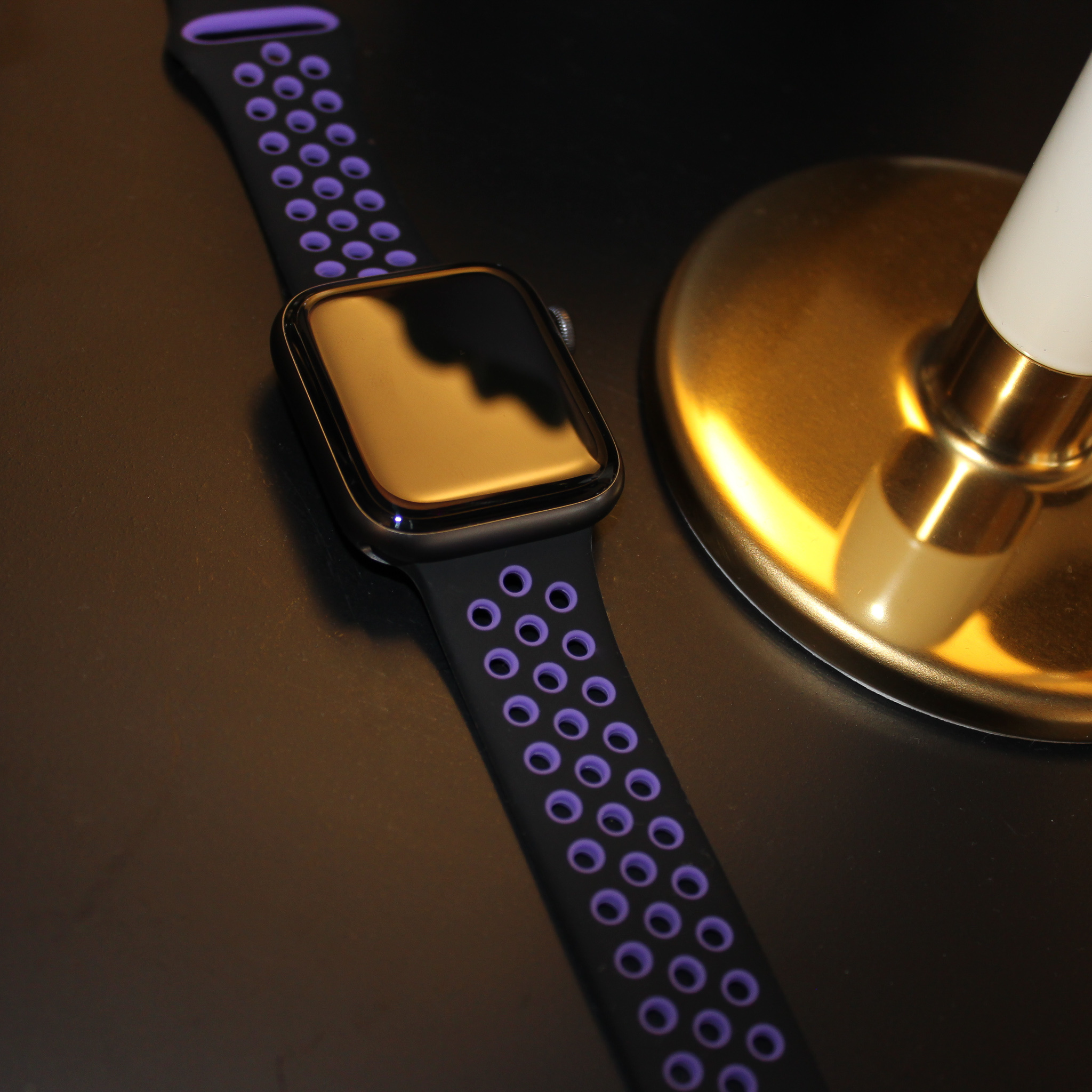 Apple Watch dubbel sport band - zwart hyper druif