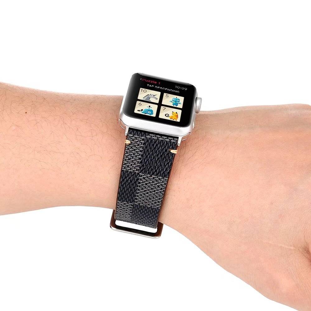 Apple Watch leren grid band - zwart