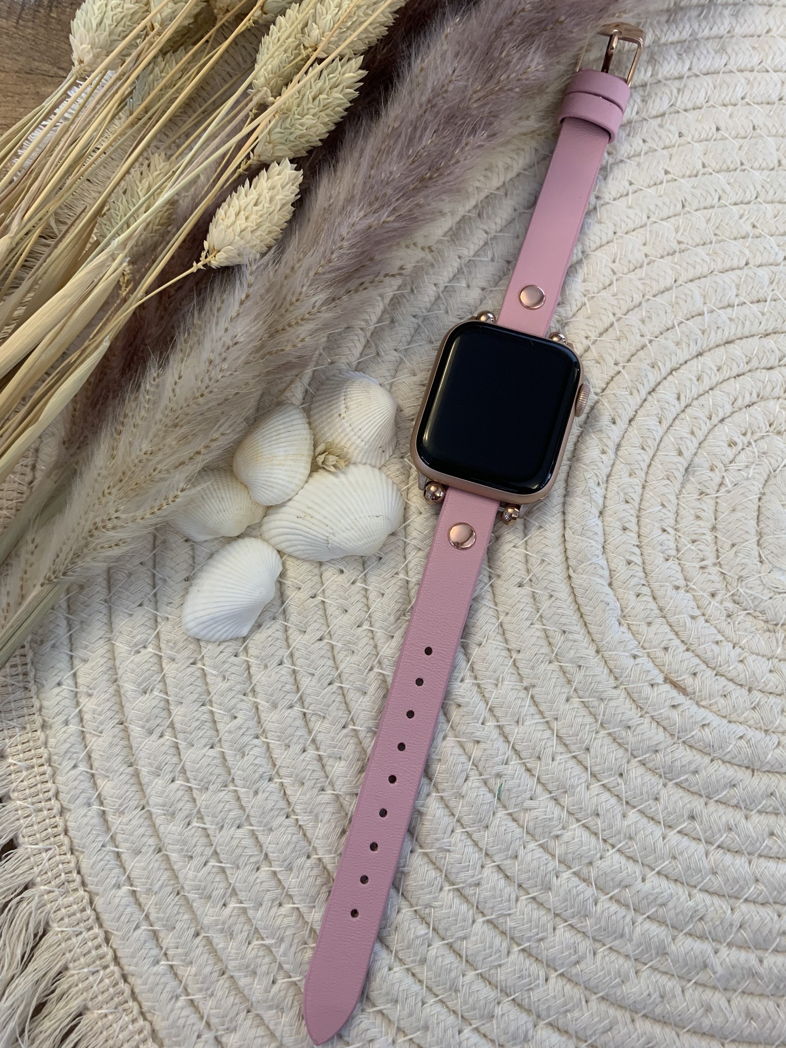 Apple Watch leren slim band - roze