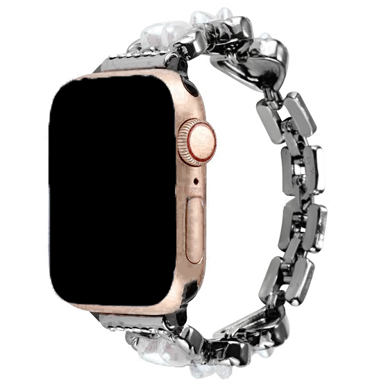 Apple Watch hart stalen schakel band - Demi zwart