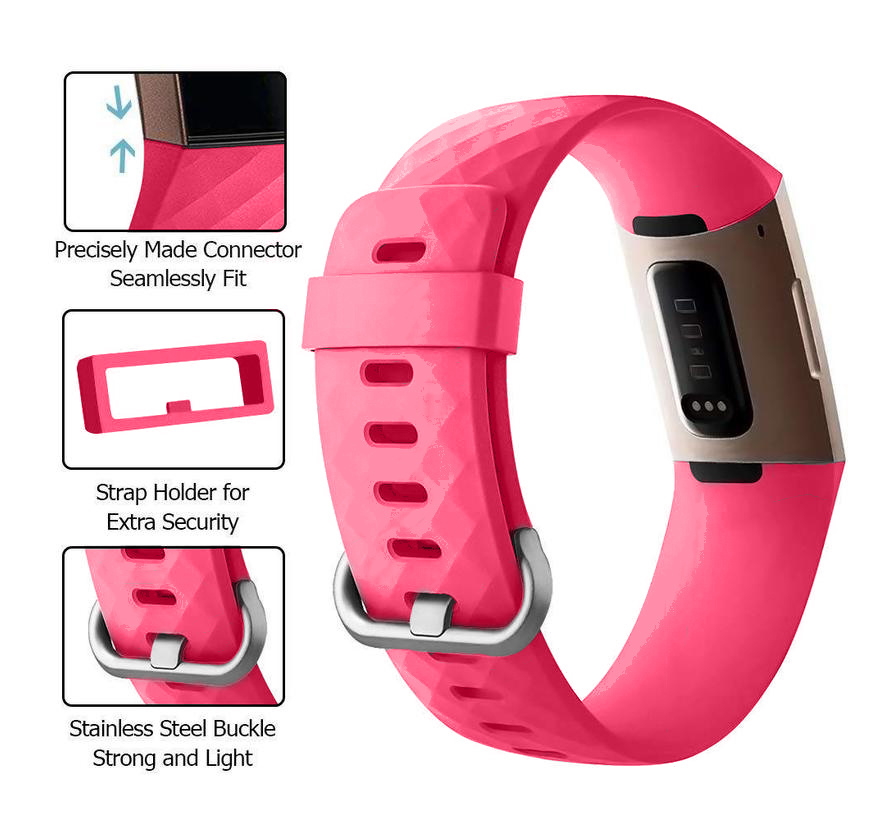 Fitbit Charge 3 & 4 sport wafel band - rose rood