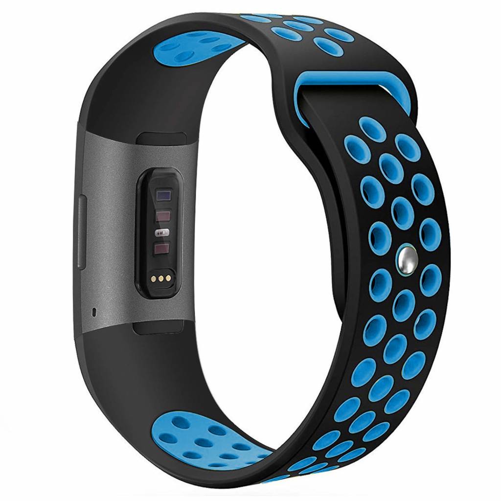 Fitbit Charge 3 & 4 dubbel sport band - zwart blauw