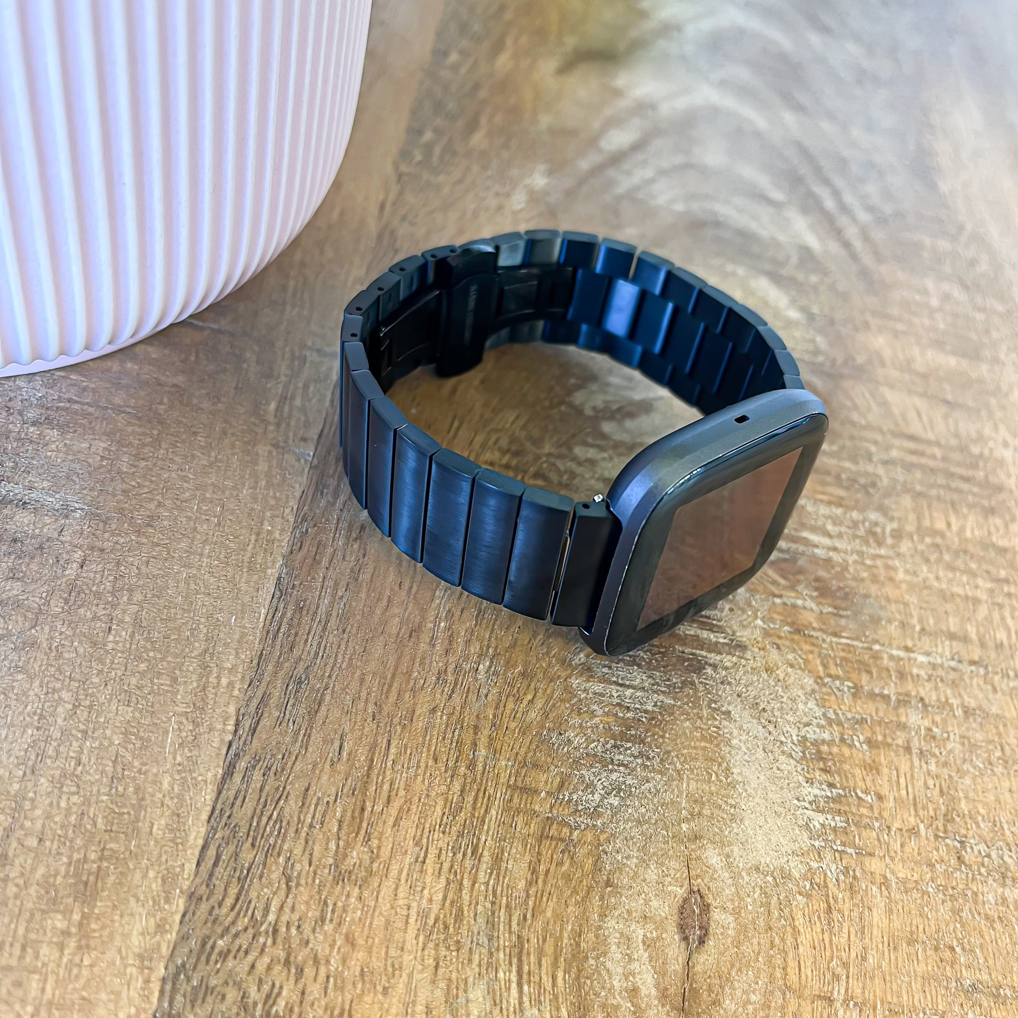 Fitbit Versa stalen schakel band - zwart