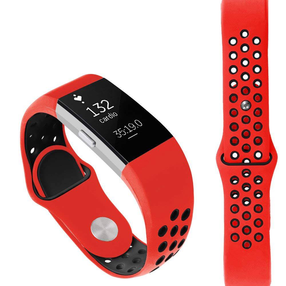 Fitbit Charge 2 dubbel sport band - rood zwart