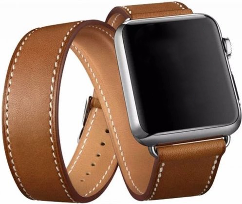 Apple Watch leren long loop band - bruin