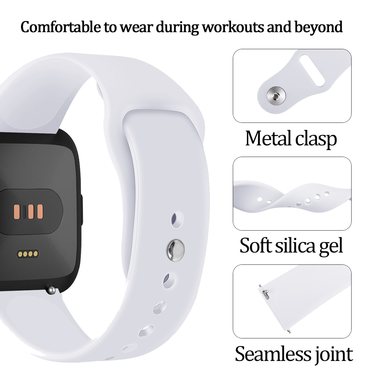 Fitbit Versa silicone sport band - wit