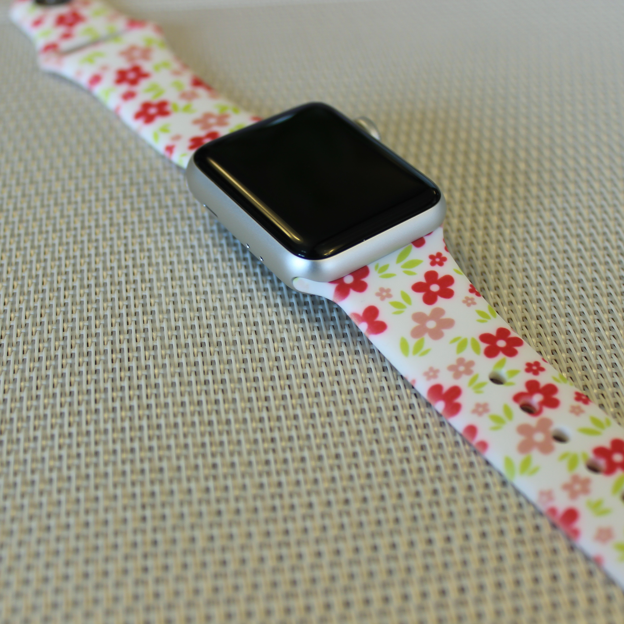 Apple Watch print sport band - bloemen rood