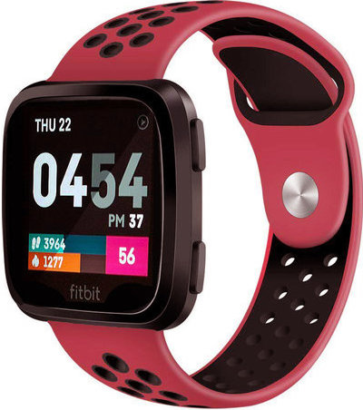 Fitbit Versa Dubbel Sport Band - Rood Zwart