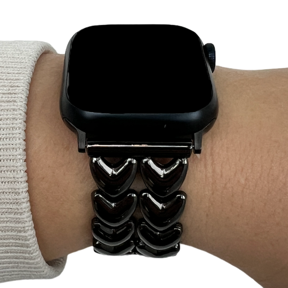 Apple Watch hart stalen schakel band - zwart