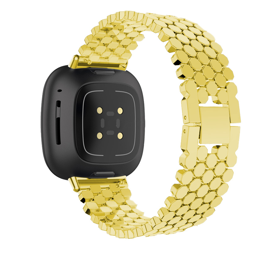 Fitbit Versa 3 / Sense vis stalen schakel band - goud