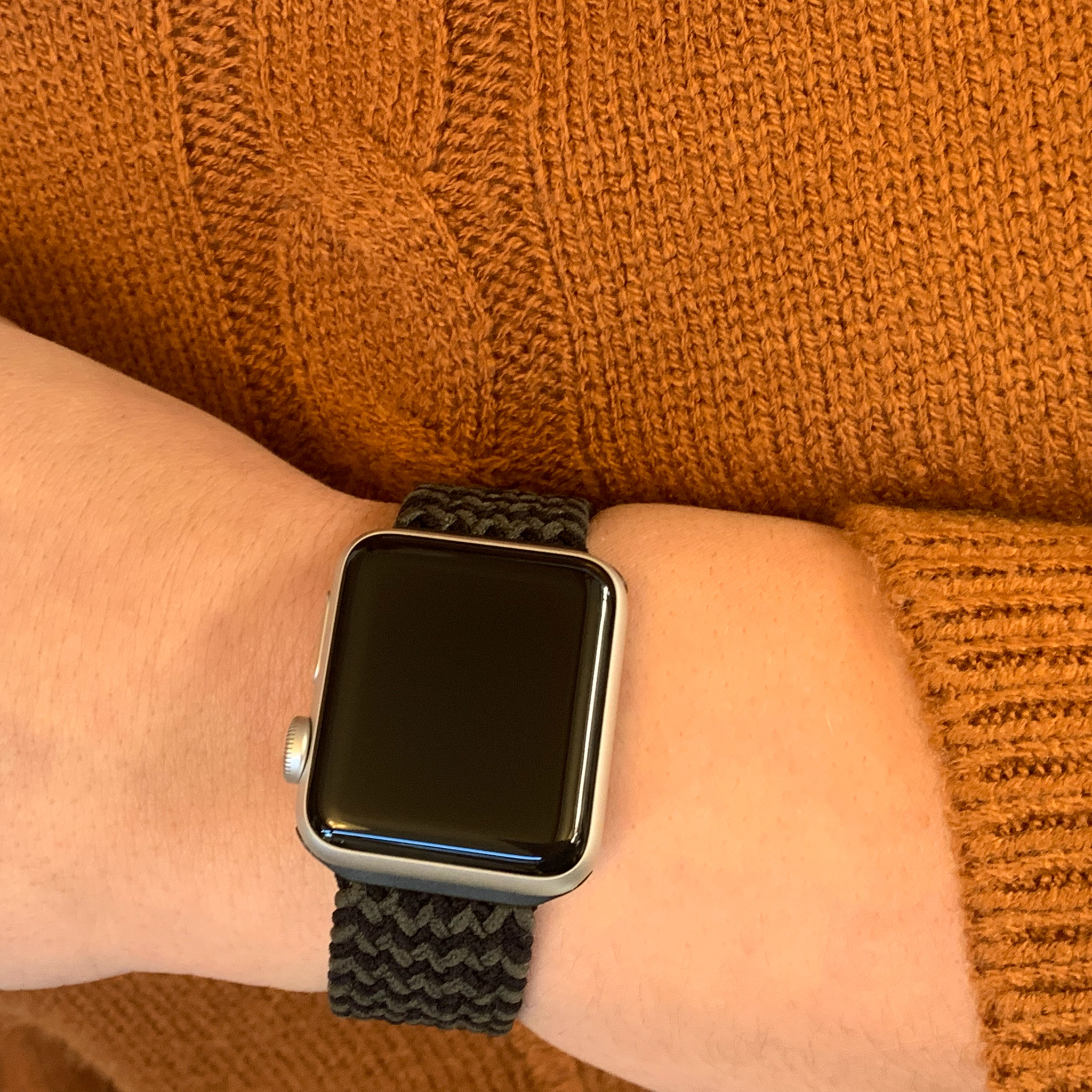 Apple Watch nylon gevlochten solo band - zwart groen