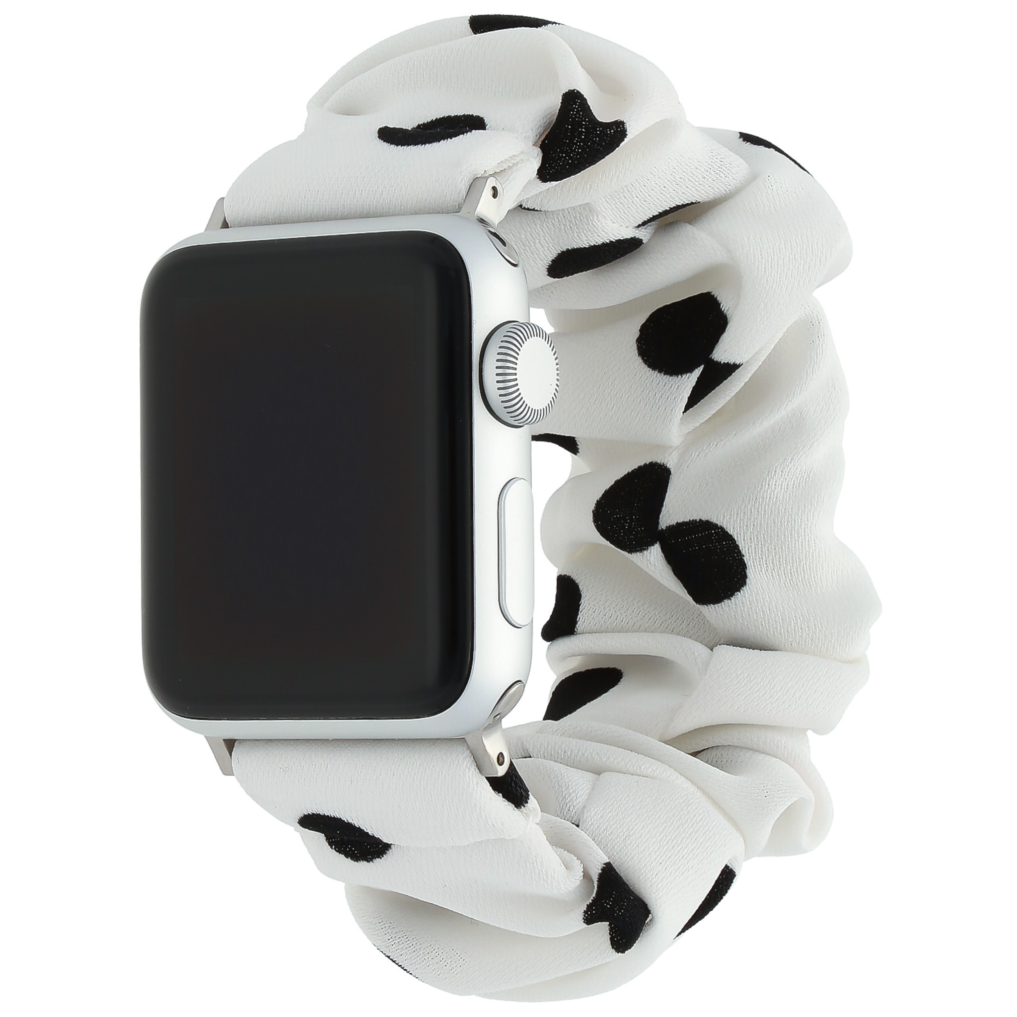 Apple Watch nylon scrunchie band - wit met zwarte stippen