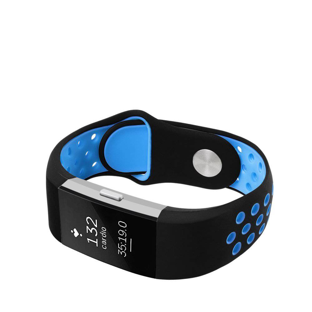 Fitbit Charge 2 dubbel sport band - zwart blauw