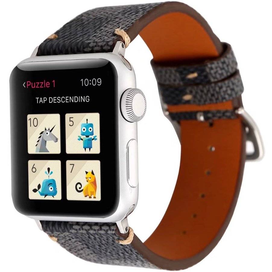 Apple Watch leren grid band - zwart