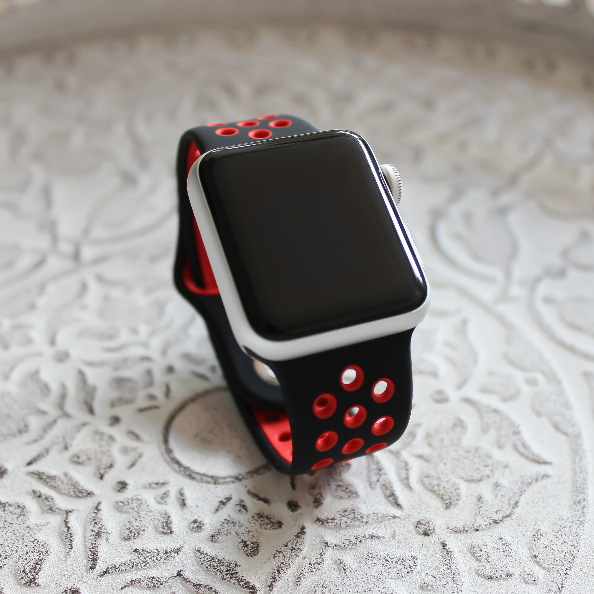 Apple Watch dubbel sport band - zwart rood