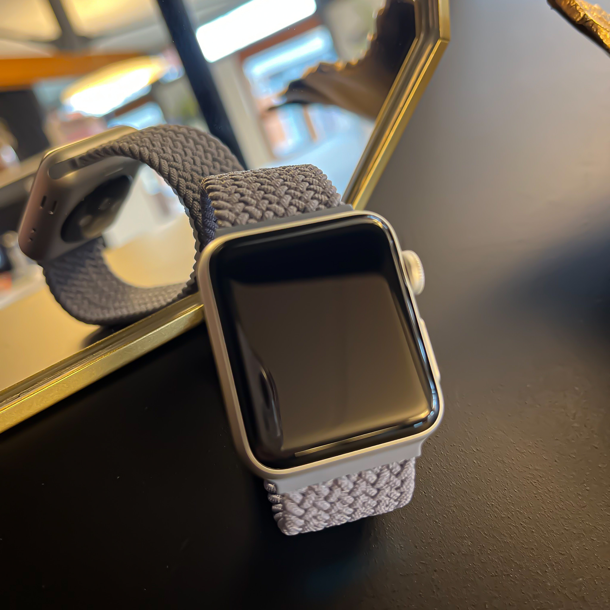 Apple Watch nylon gevlochten solo band - leisteen