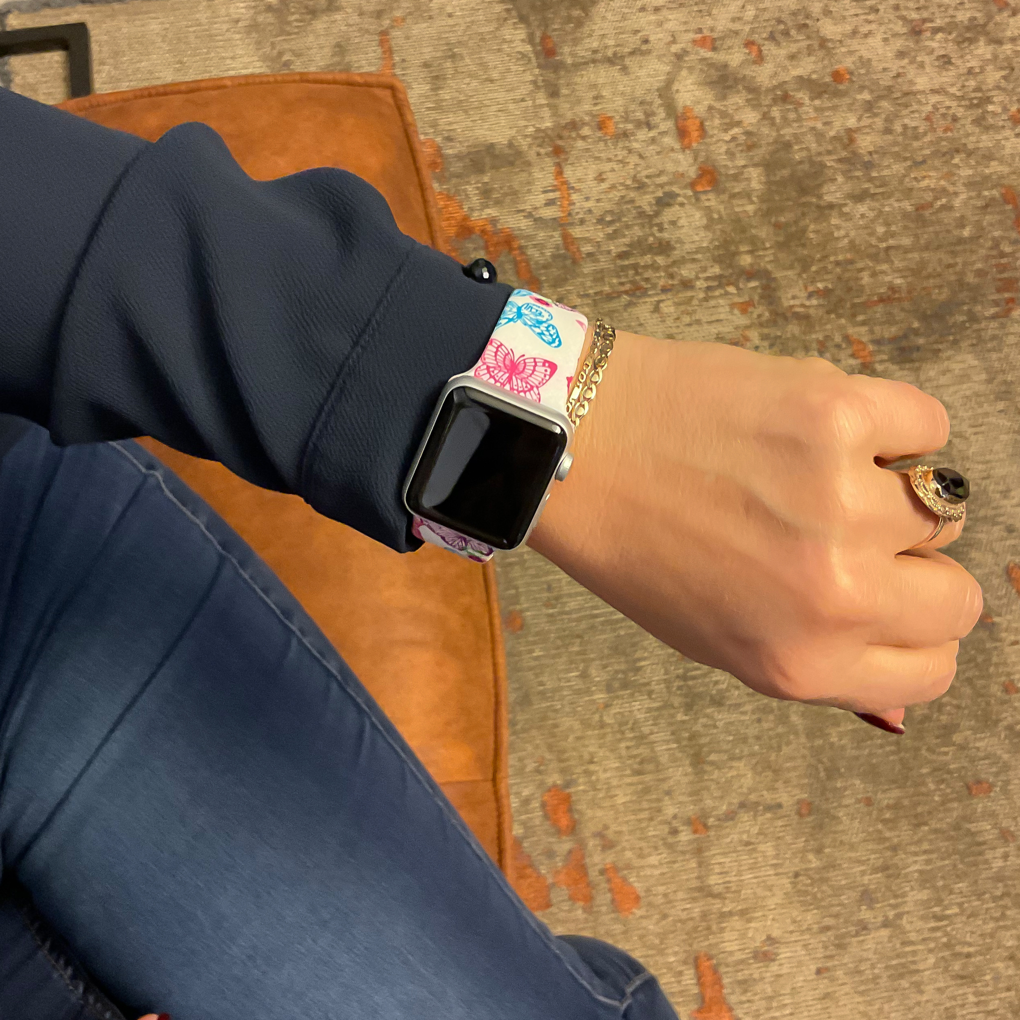 Apple Watch print sport band - vlinder roze