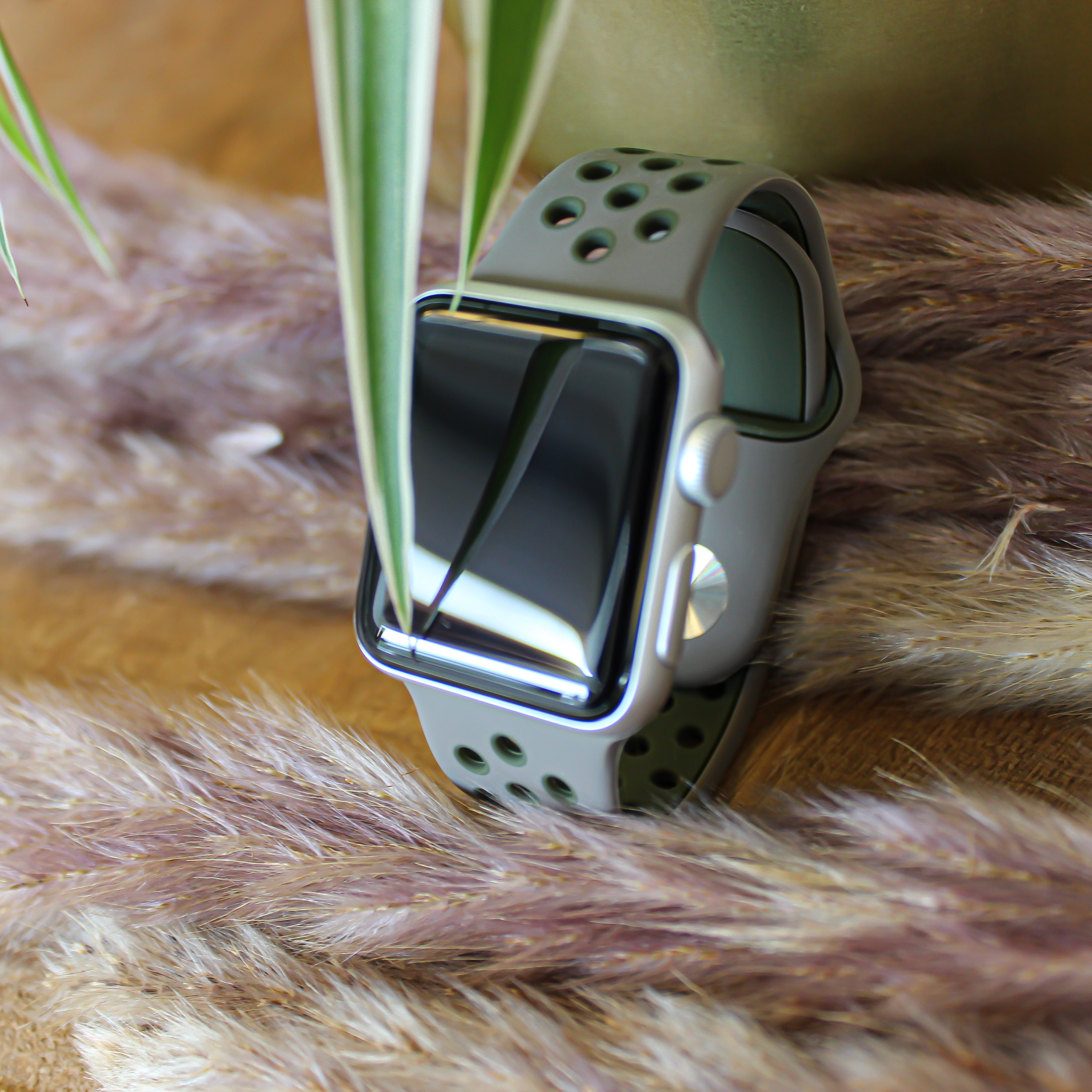 Apple Watch dubbel sport band - olijf grijs khaki
