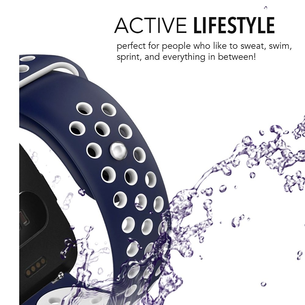 Fitbit Versa dubbel sport band - donkerblauw wit