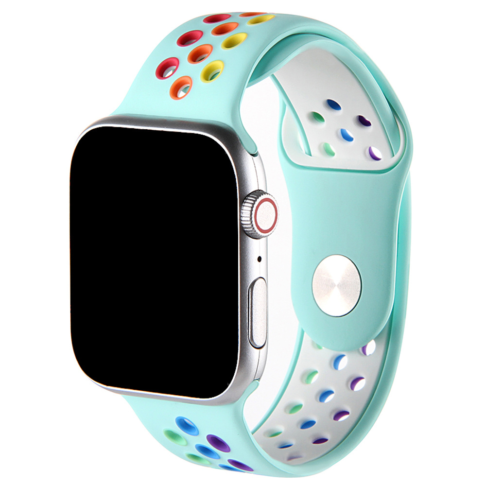 Apple Watch Dubbel Sport Band - Kleurrijk Lichtblauw
