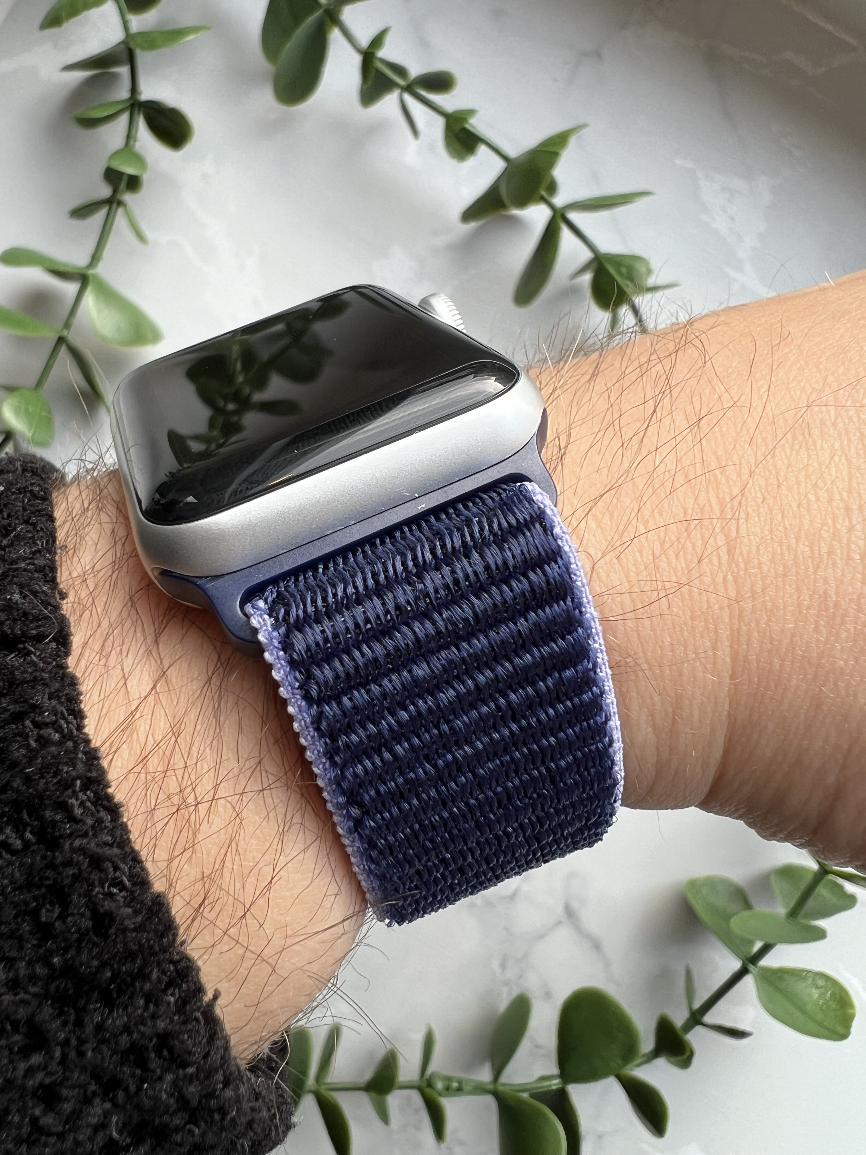 Apple Watch nylon geweven sport band  - middernacht blauw mix