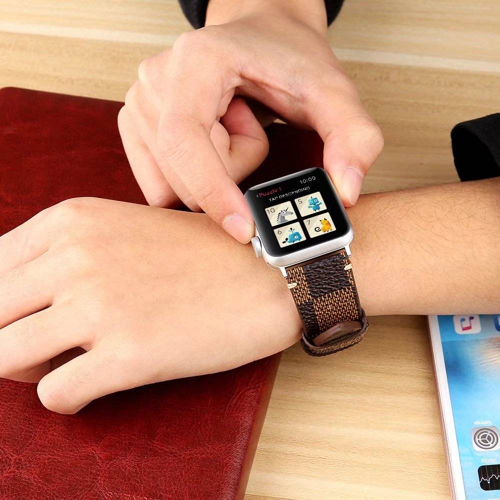 Apple Watch leren grid band - bruin