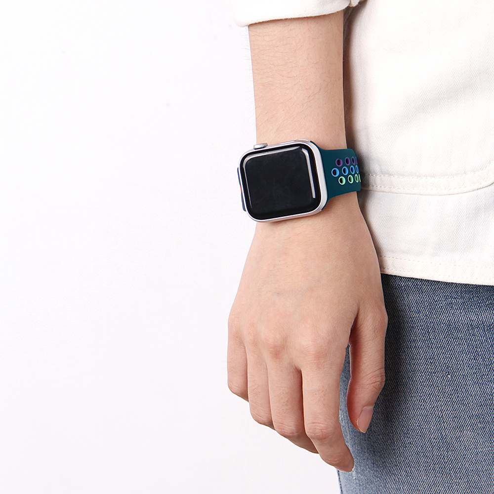 Apple Watch dubbel sport band - kleurrijk blauw