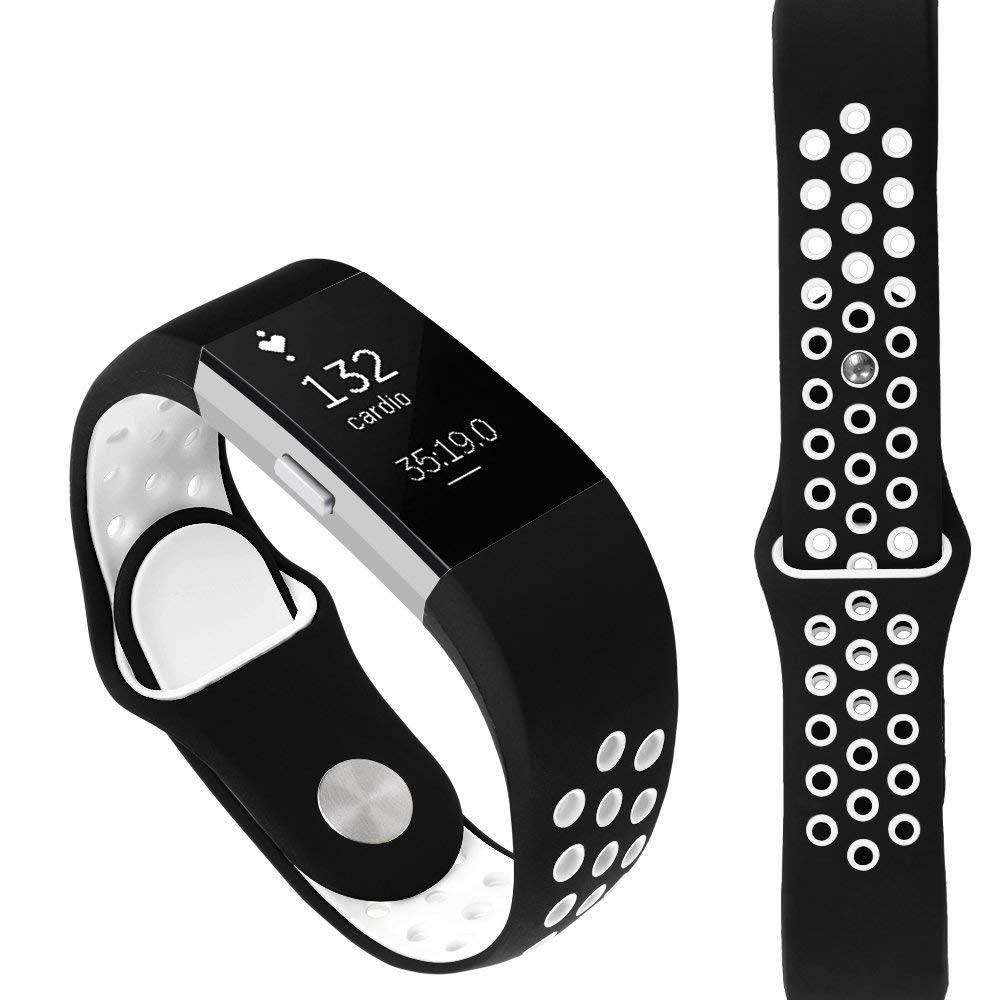 Fitbit Charge 2 dubbel sport band - zwart wit
