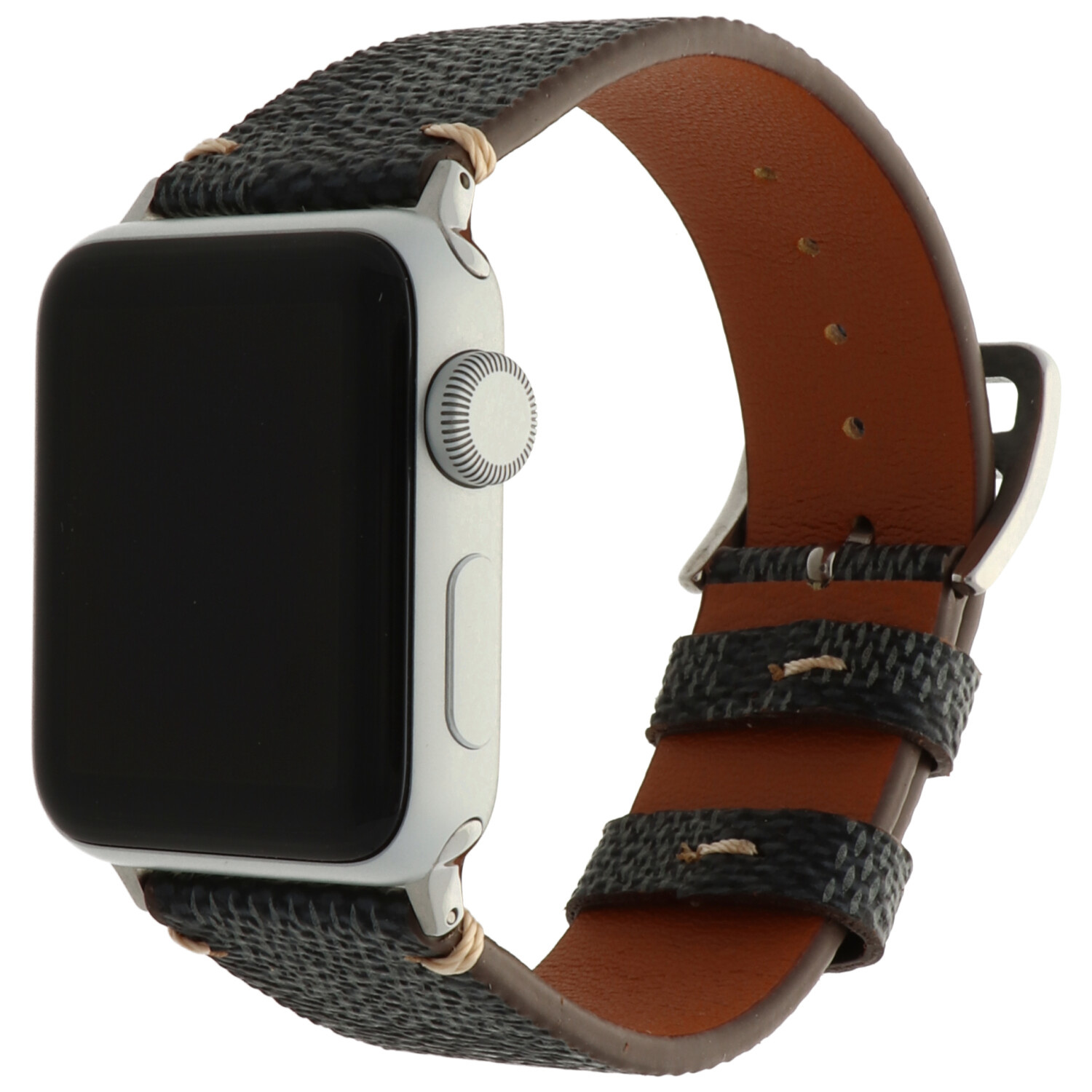 Apple Watch leren grid band - zwart