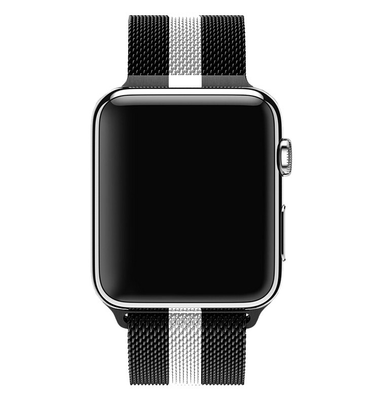 Apple Watch milanese band - zwart wit gestreept