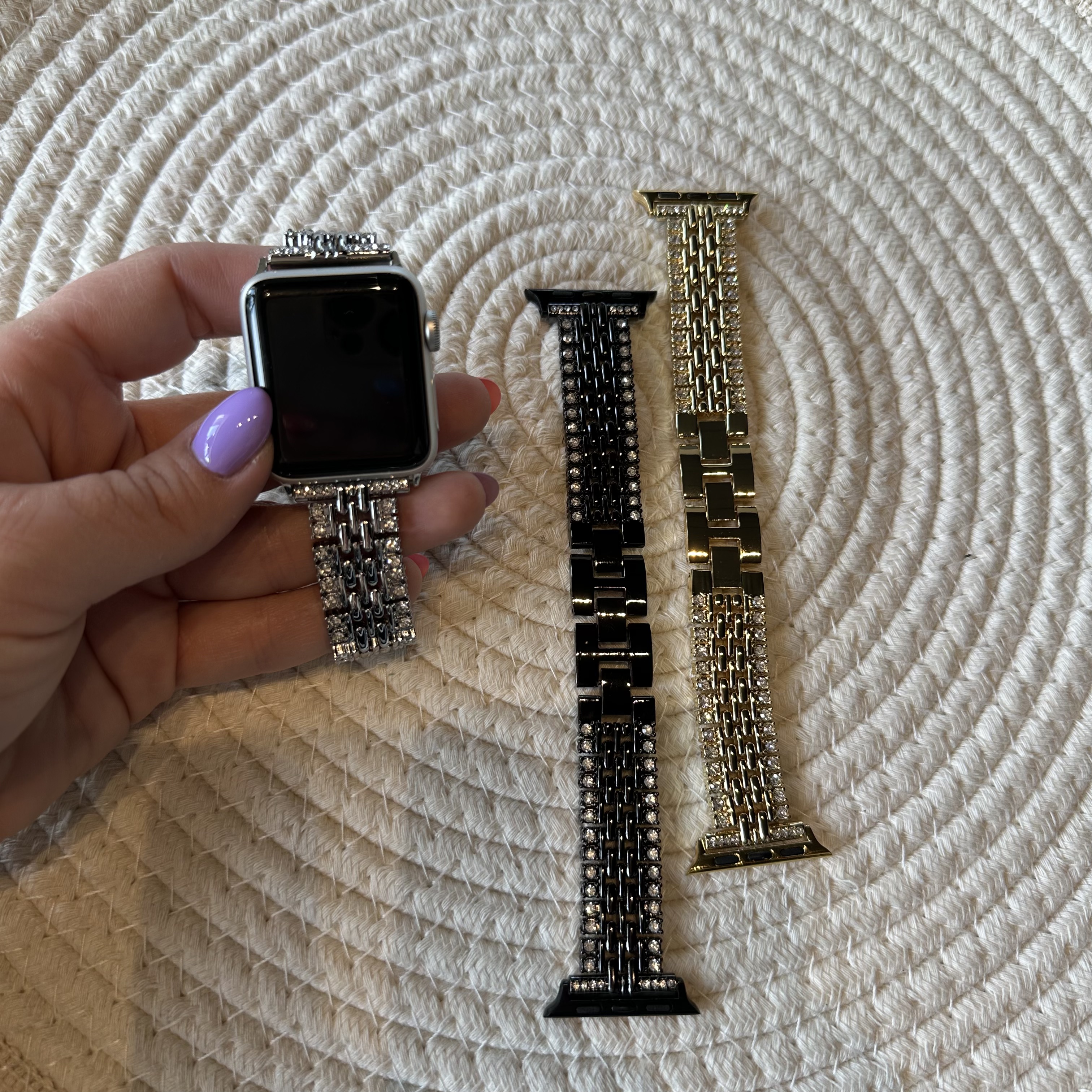 Apple Watch diamant stalen schakel band Eline - goud