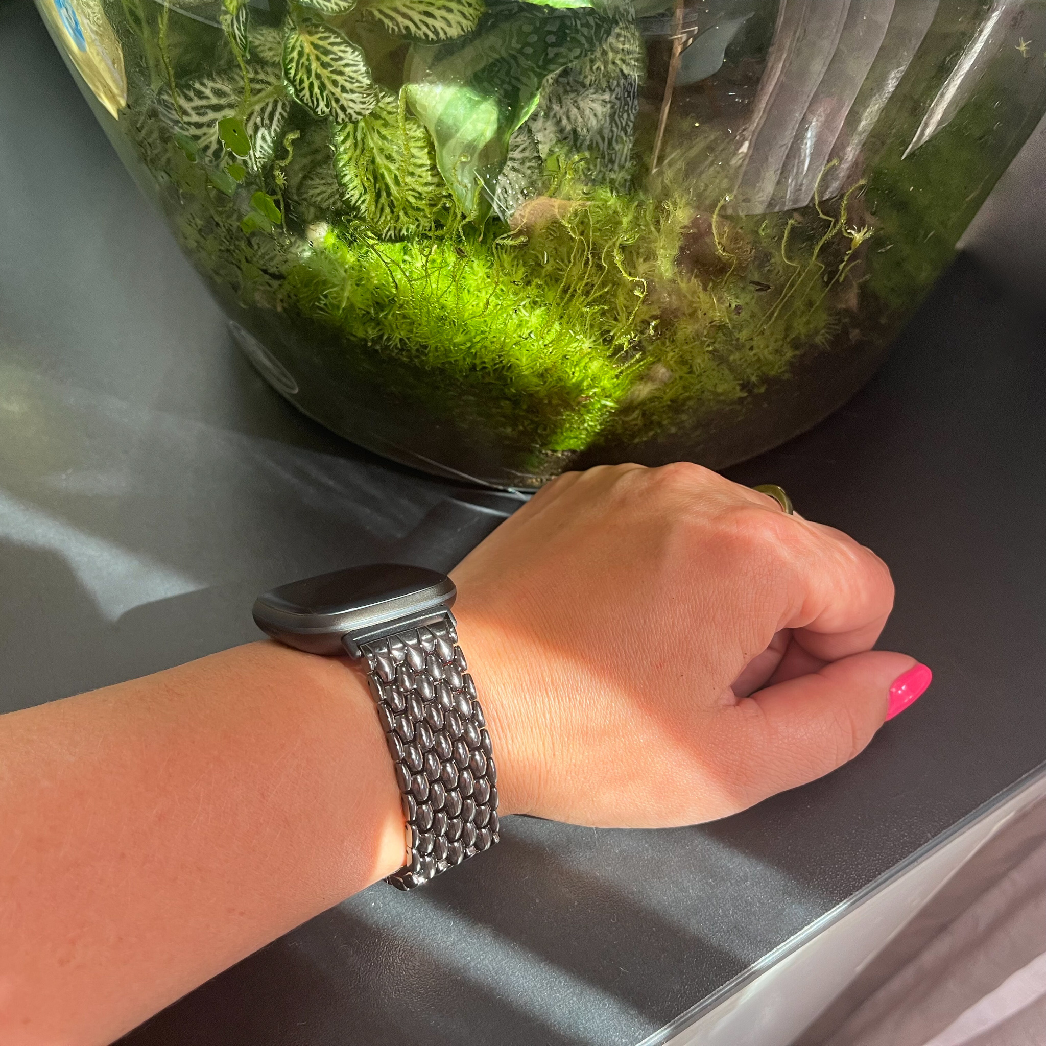 Fitbit Versa 3 / Sense draak stalen schakel band - zwart