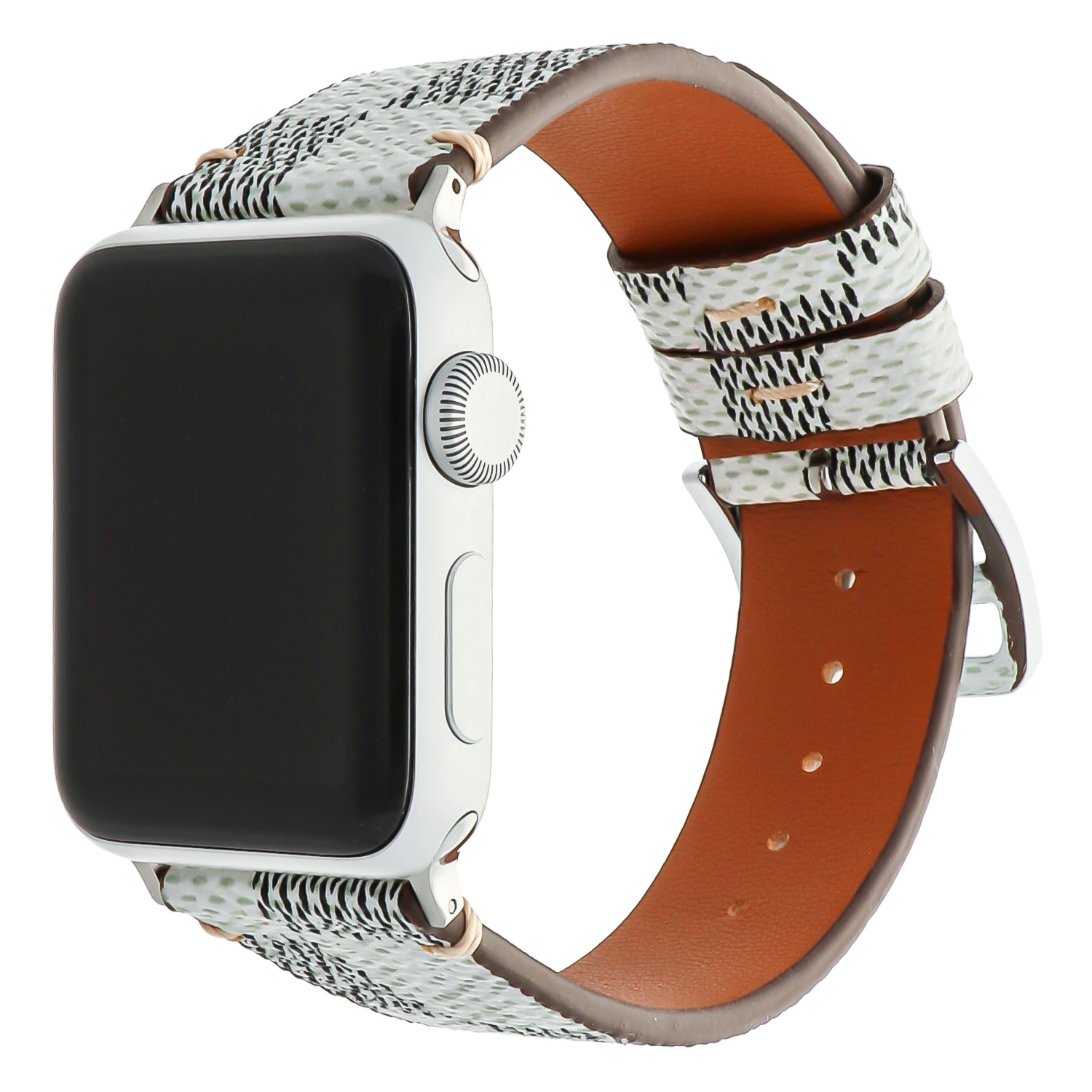 Apple Watch leren grid band - wit