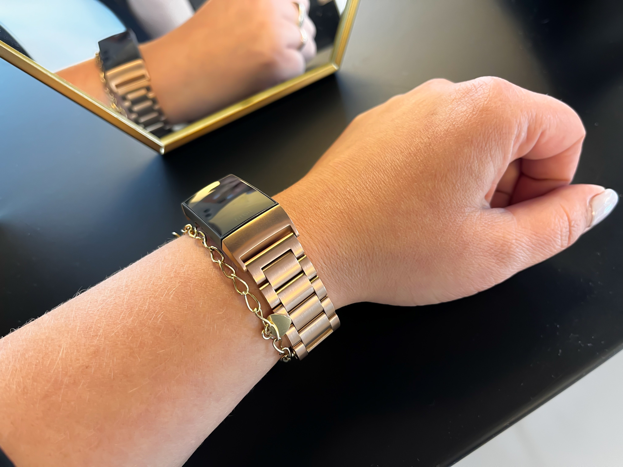 Fitbit Charge 3 & 4 kralen stalen schakel band - rose goud