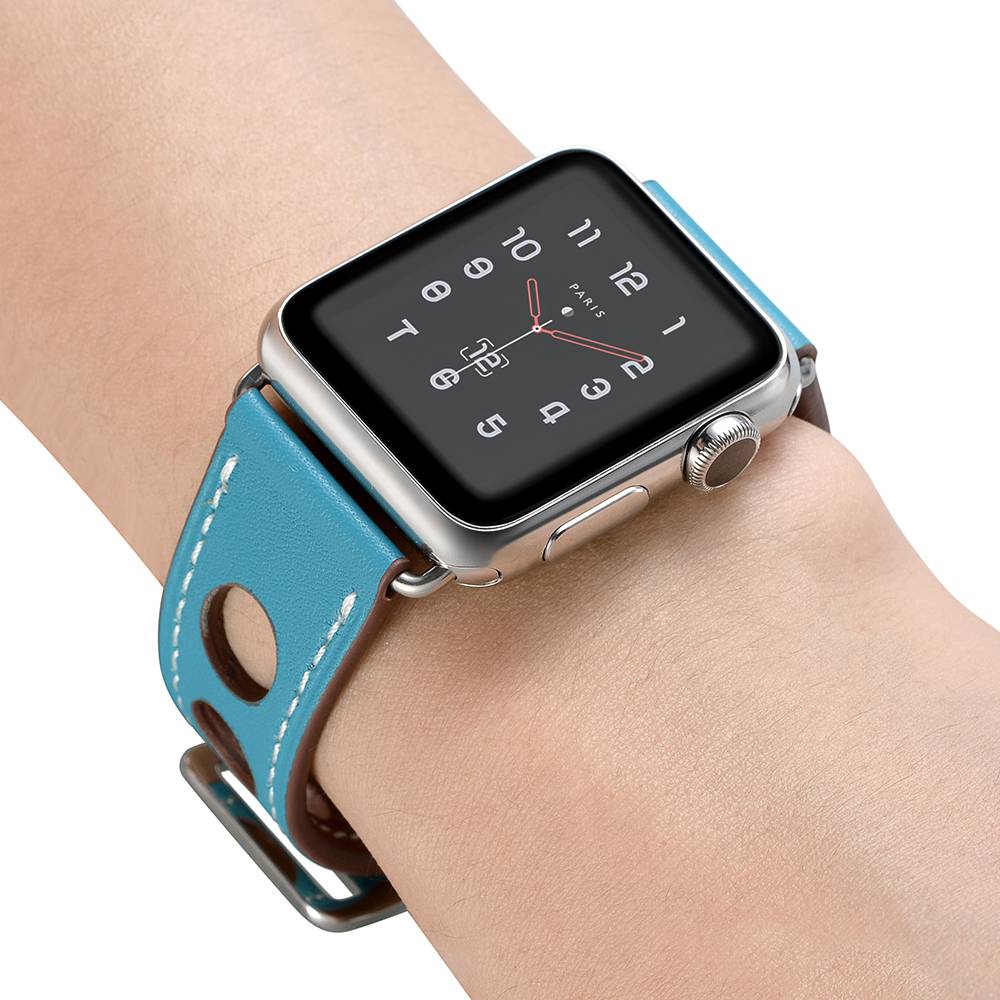 Apple Watch leren hermes band - lichtblauw
