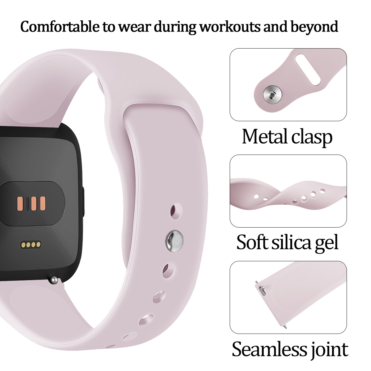 Fitbit Versa silicone sport band - roze zand
