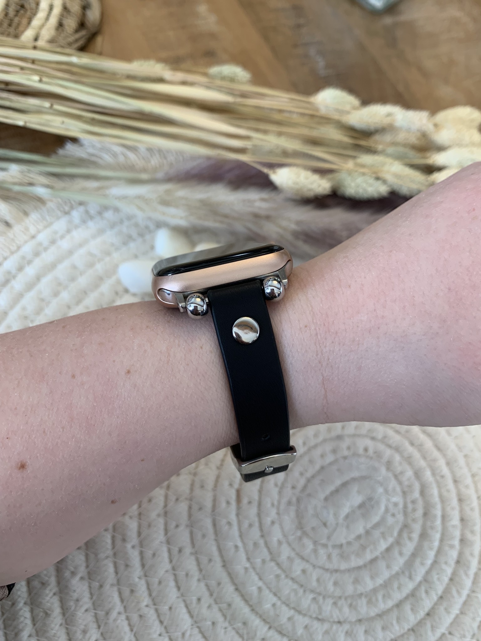 Apple Watch leren slim band - zwart