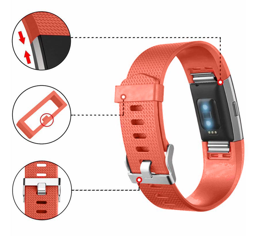 Fitbit Charge 2 sport band - rood oranje