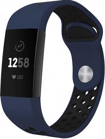 Fitbit Charge 3 & 4 dubbel sport band - donkerblauw zwart