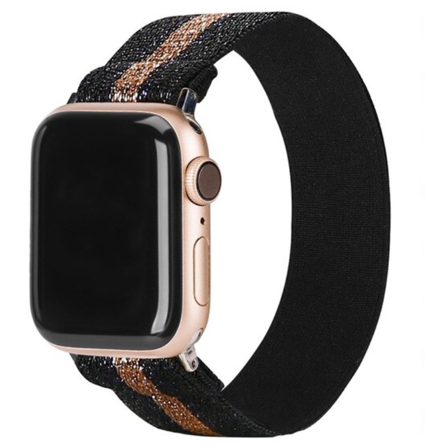 Apple Watch nylon geweven band - zwart goud