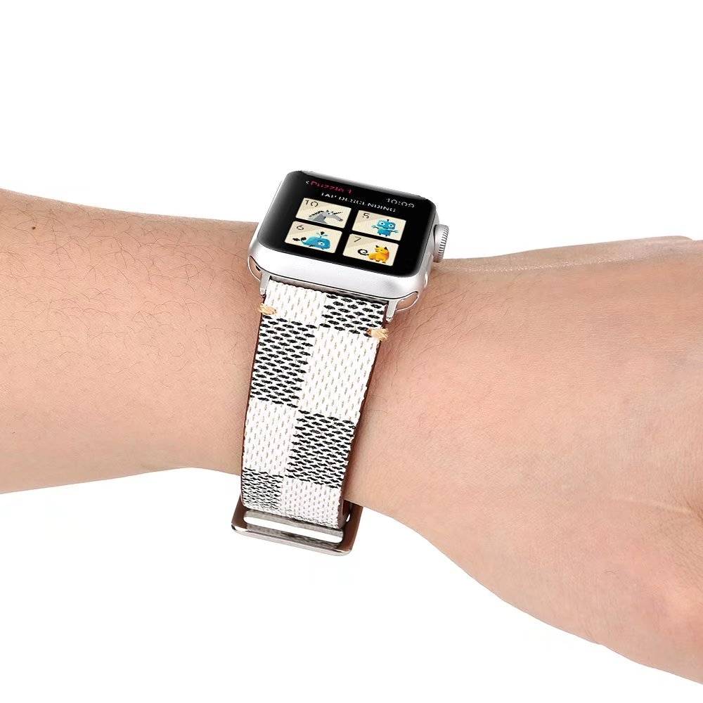 Apple Watch leren grid band - wit