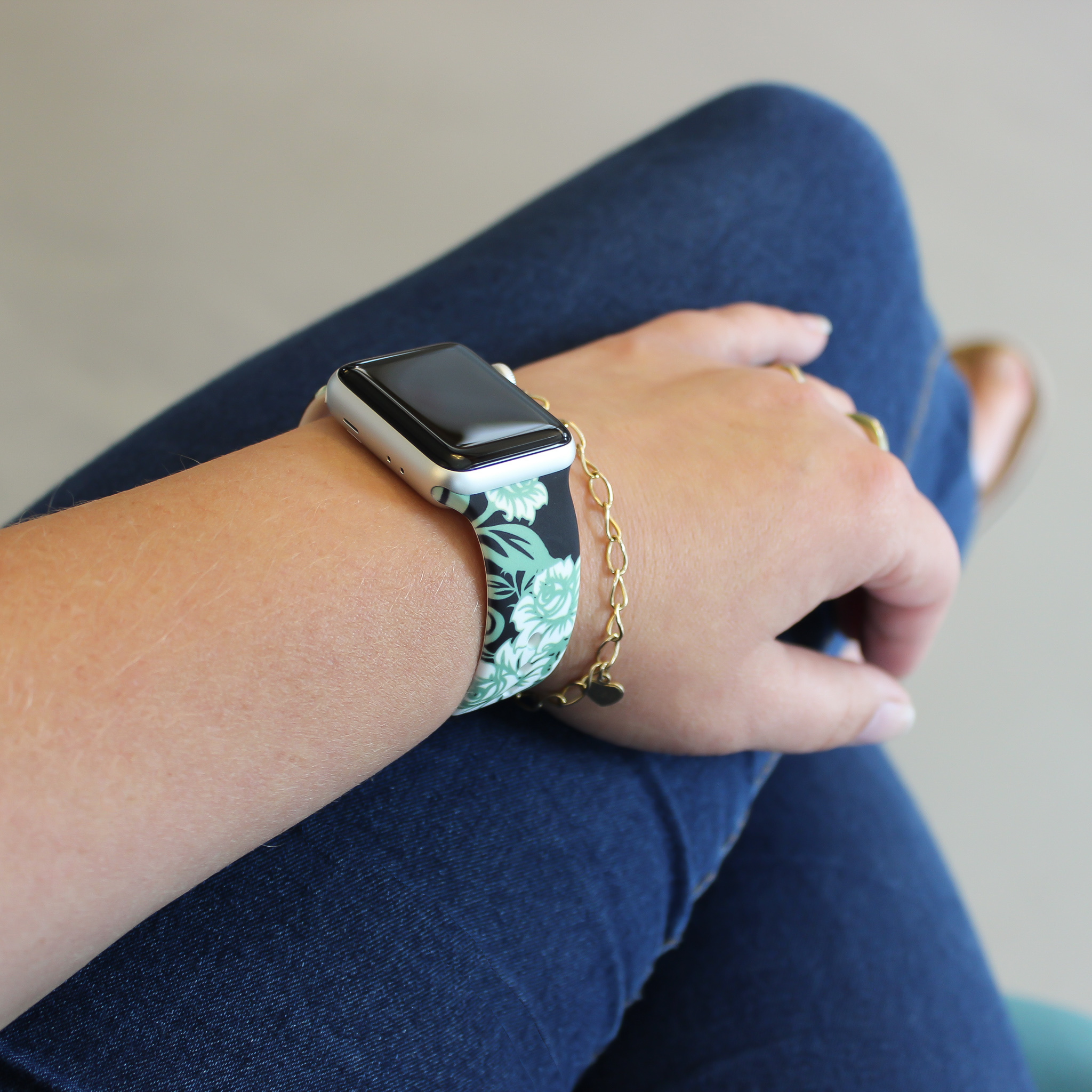Apple Watch print sport band - rozen groen