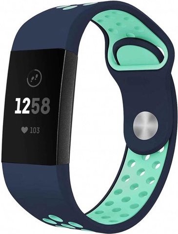 Fitbit Charge 3 & 4 dubbel sport band - donkerblauw lichtblauw