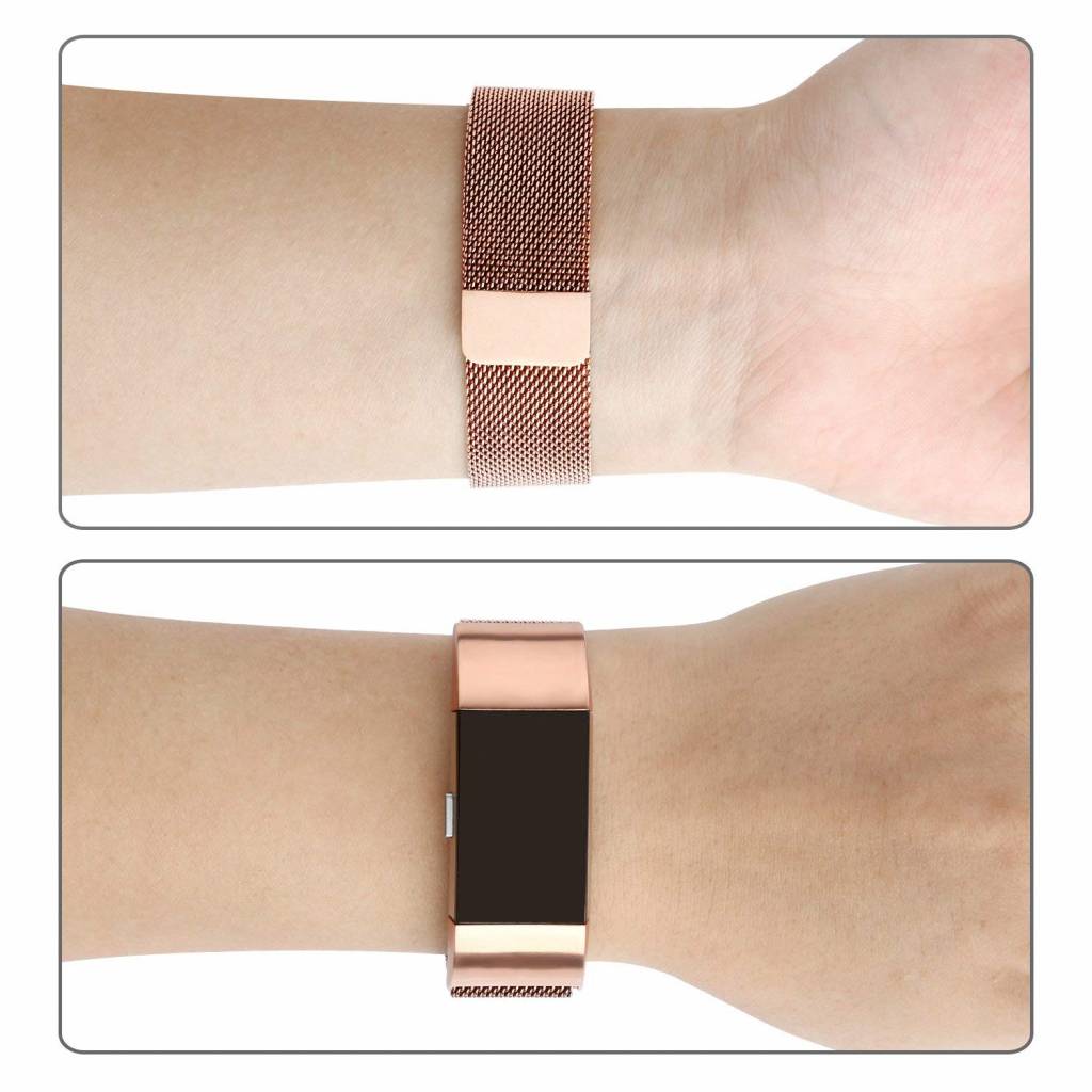 Fitbit Charge 2 milanese band - rose goud