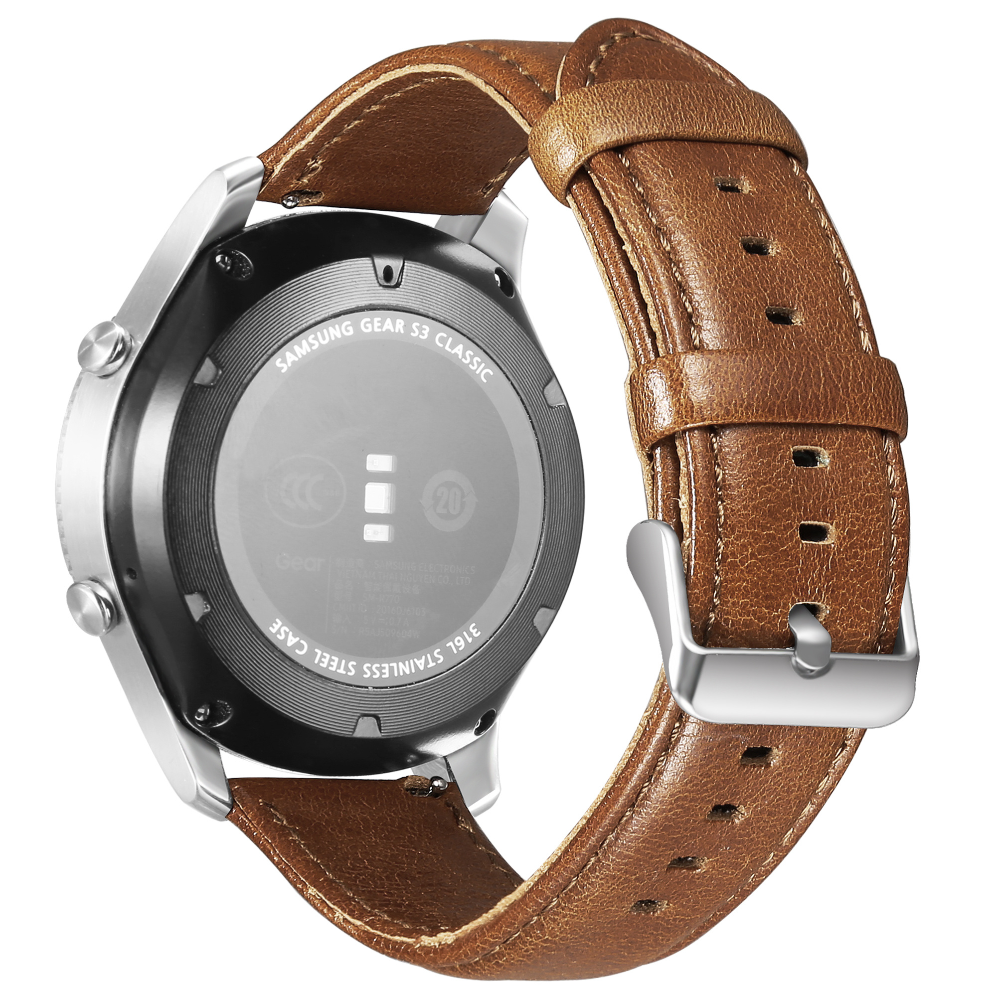 Huawei Watch GT genuine leren band - lichtbruin