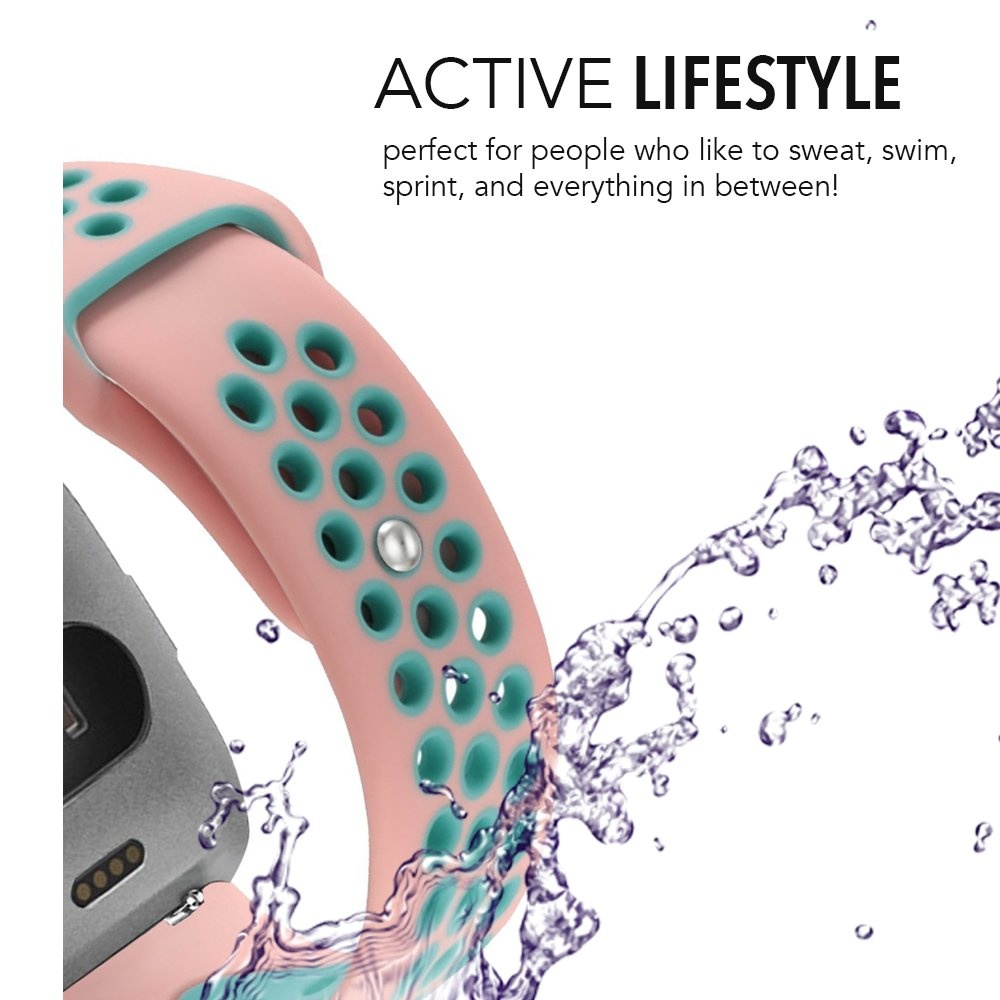 Fitbit Versa dubbel sport band - roze lichtblauw